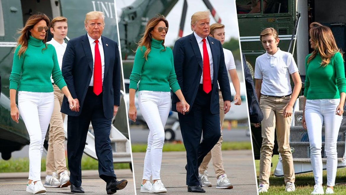 ميلانيا ترامب رائعة باللون الأبيض والأخضر
